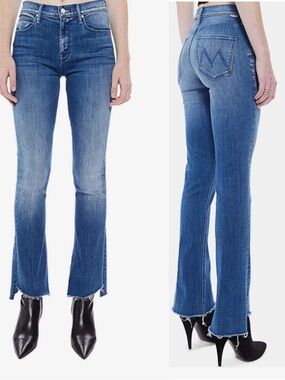 Mother The Runaway Step Fray A Night in Havana Mid Rise Straight Leg Denim Jeans